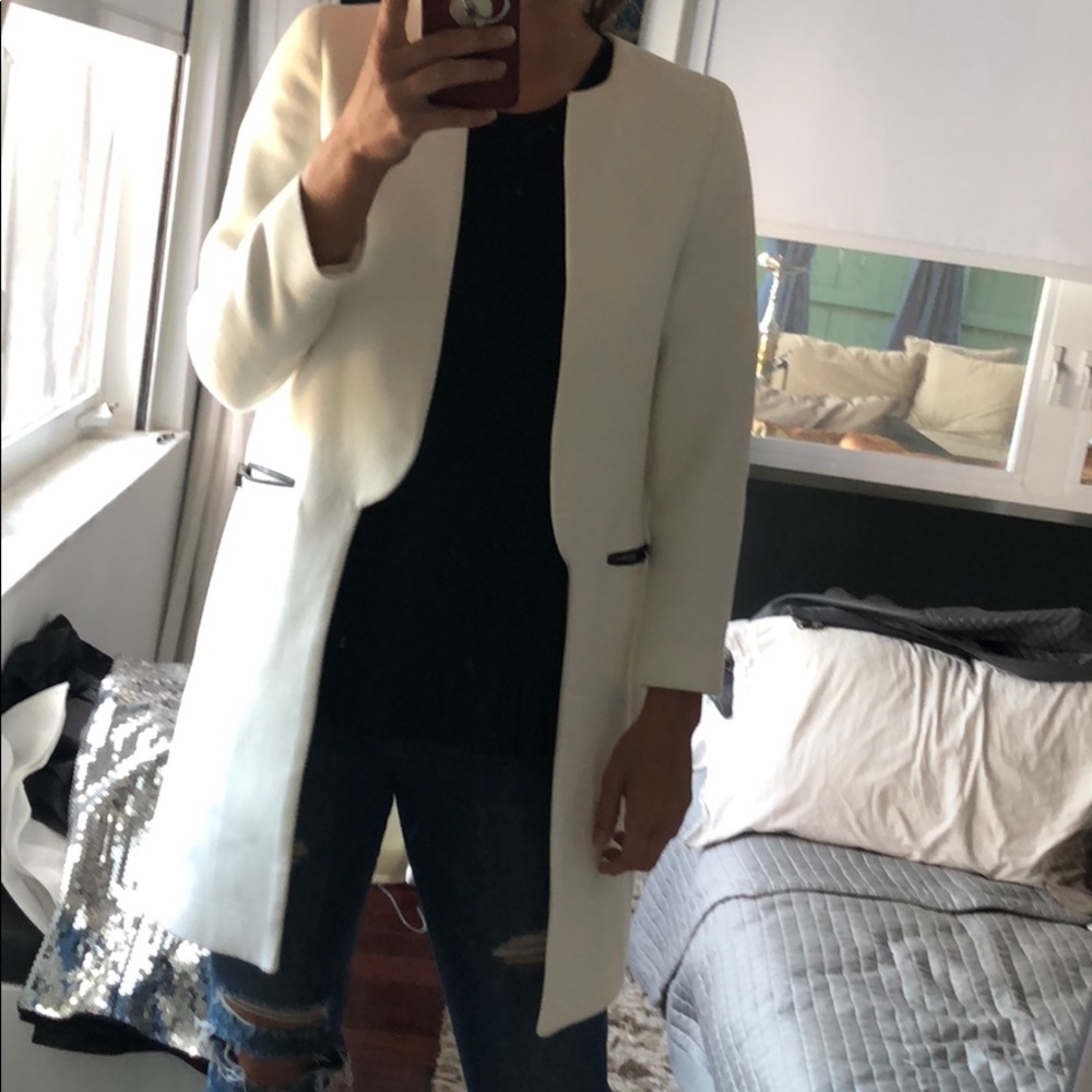 Zara basic white structured coat - Picture 3 of 4